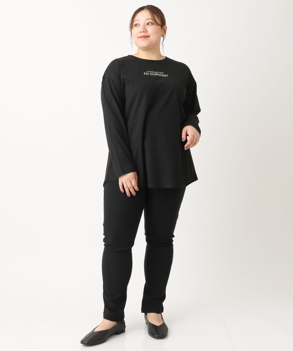 OLKLS13069 eur3(エウルキューブ) 【大きいサイズ/11号サイズあり】ドロップショルダーロゴTシャツ ブラック(94)