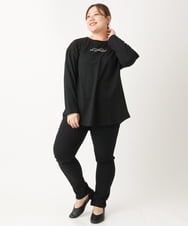 OLKLS13069 eur3(エウルキューブ) 【大きいサイズ/11号サイズあり】ドロップショルダーロゴTシャツ ブラック(94)