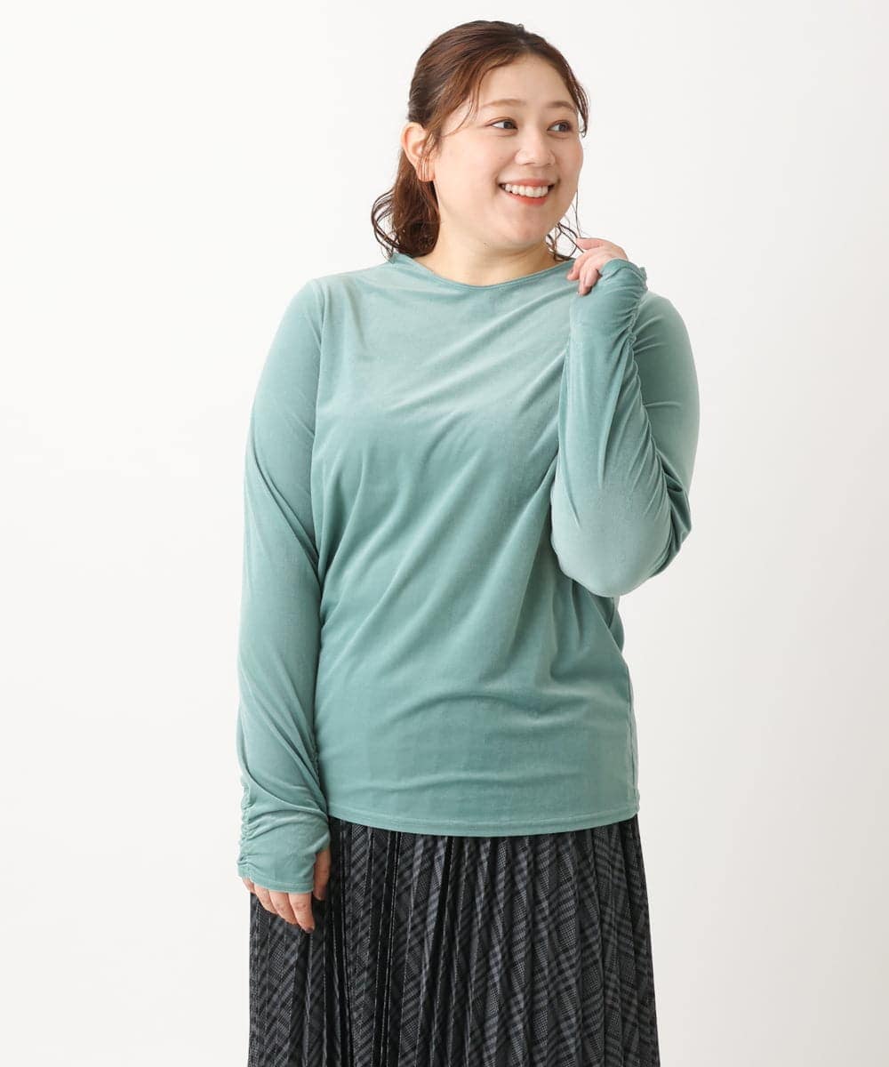 OLKLS15069 eur3(エウルキューブ) 【大きいサイズ/11号サイズあり】ベロアジャージートップス ライトグリーン(30)