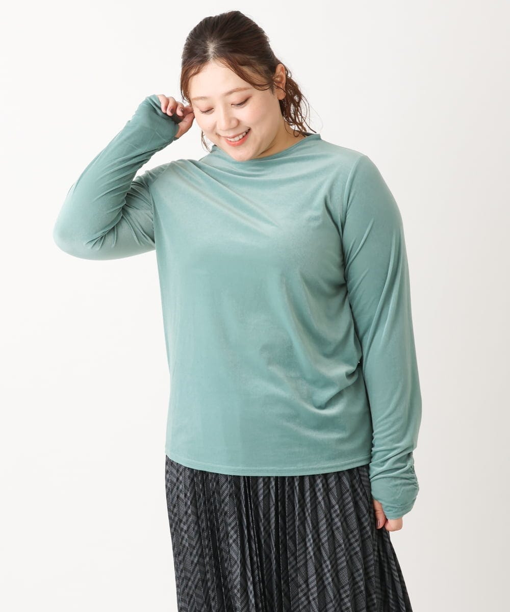 OLKLS15069 eur3(エウルキューブ) 【大きいサイズ/11号サイズあり】ベロアジャージートップス ライトグリーン(30)