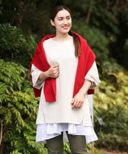 OLKLS22079 eur3(エウルキューブ) 【大きいサイズ】異素材パフスリーブトップス ライトグレー(91)