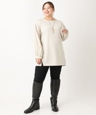 OLKLS22079 eur3(エウルキューブ) 【大きいサイズ】異素材パフスリーブトップス ライトグレー(91)