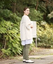 OLKLS22079 eur3(エウルキューブ) 【大きいサイズ】異素材パフスリーブトップス ライトグレー(91)