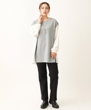 OLKLS22079 eur3(エウルキューブ) 【大きいサイズ】異素材パフスリーブトップス グレー(92)
