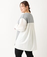 OLKLS22079 eur3(エウルキューブ) 【大きいサイズ】異素材パフスリーブトップス グレー(92)