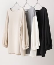 OLKLS22079 eur3(エウルキューブ) 【大きいサイズ】異素材パフスリーブトップス ブラック(94)
