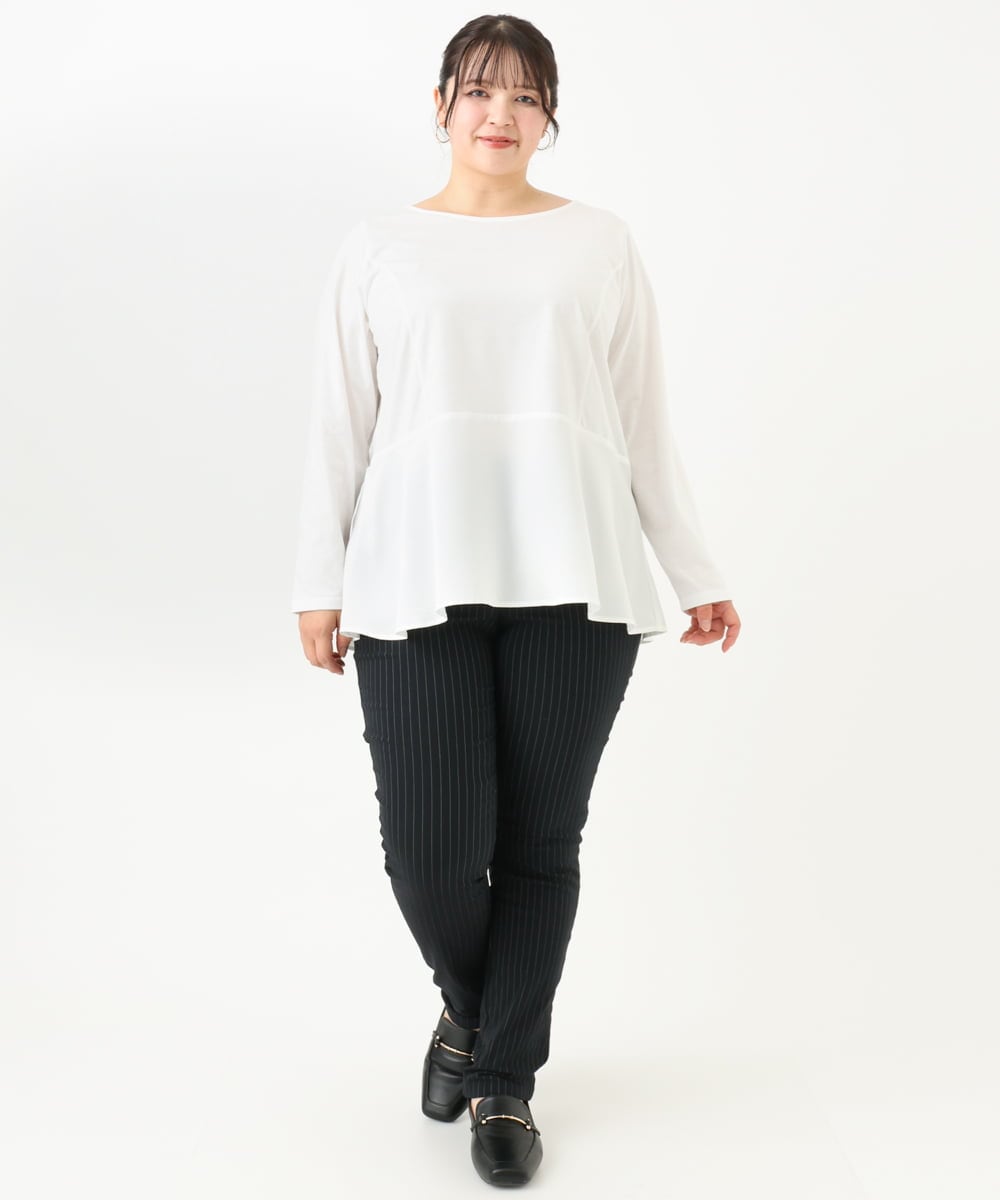 OLKLV11079 eur3(エウルキューブ) 【大きいサイズ】ペプラムトップス ホワイト(90)