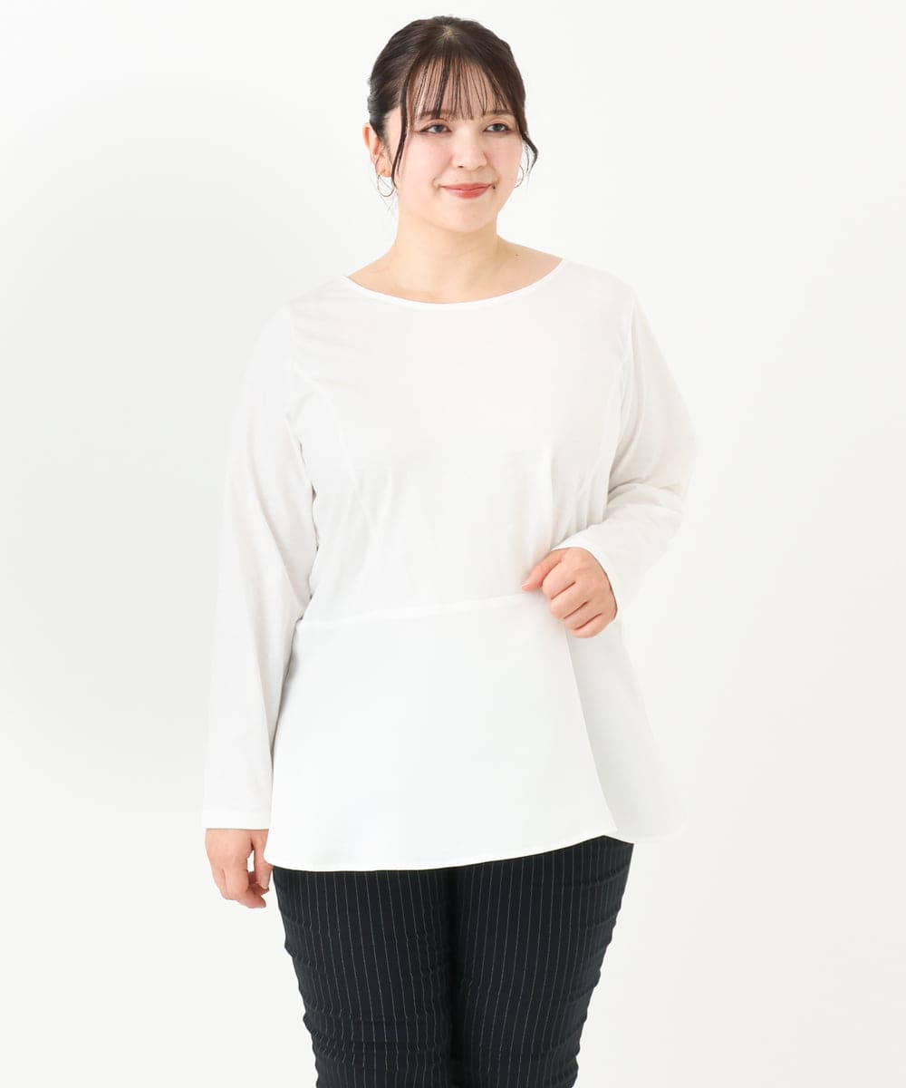 OLKLV11079 eur3(エウルキューブ) 【大きいサイズ】ペプラムトップス ホワイト(90)