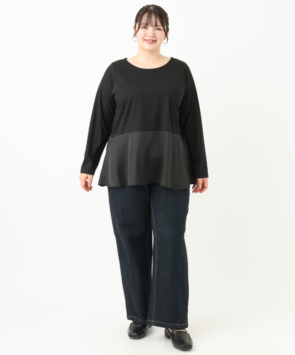 OLKLV11079 eur3(エウルキューブ) 【大きいサイズ】ペプラムトップス ブラック(94)