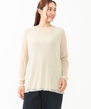 OLKLV19044 eur3(エウルキューブ) 【大きいサイズ】シアーラメカットソー アイボリー(80)