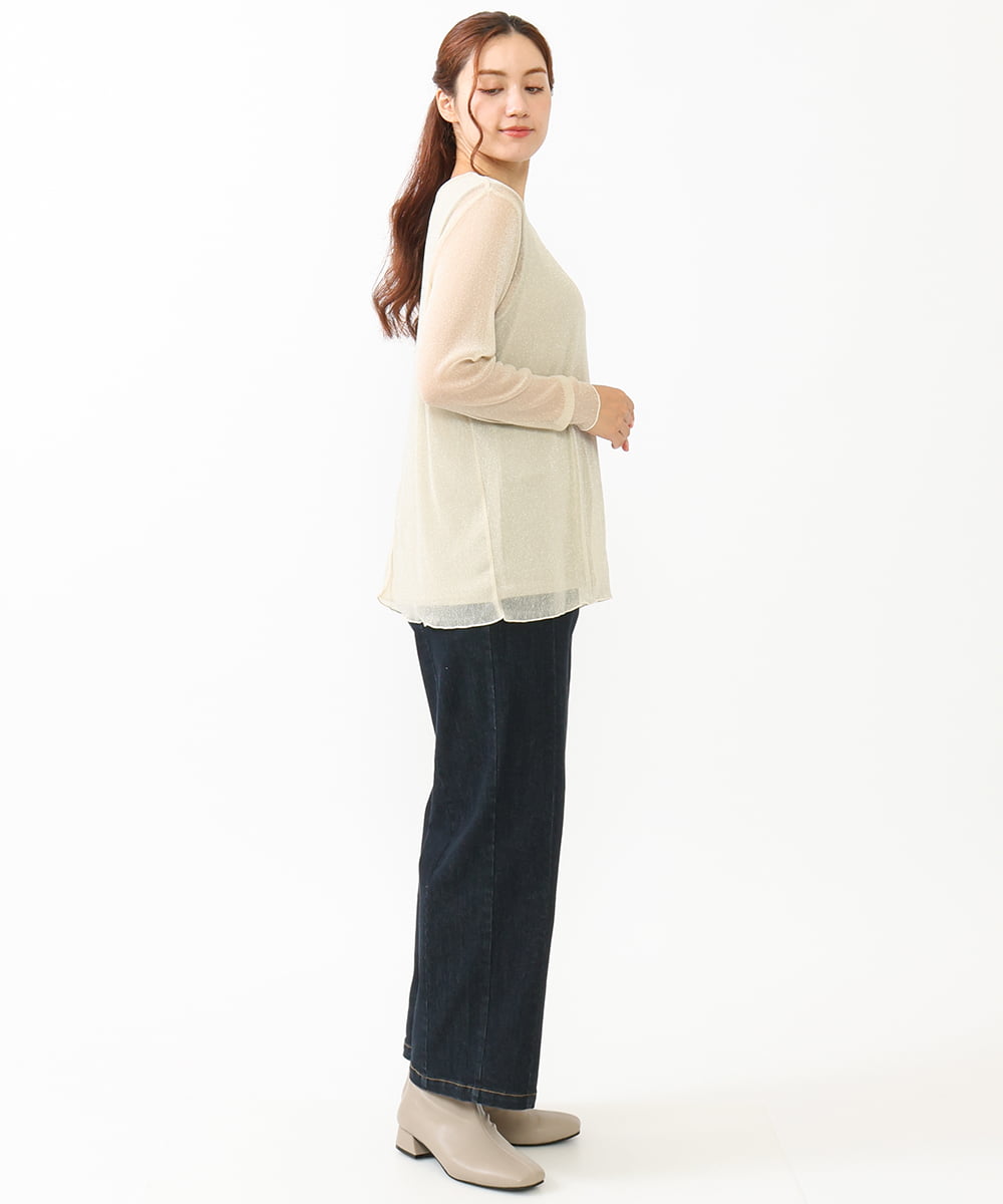 OLKLV19044 eur3(エウルキューブ) 【大きいサイズ】シアーラメカットソー アイボリー(80)