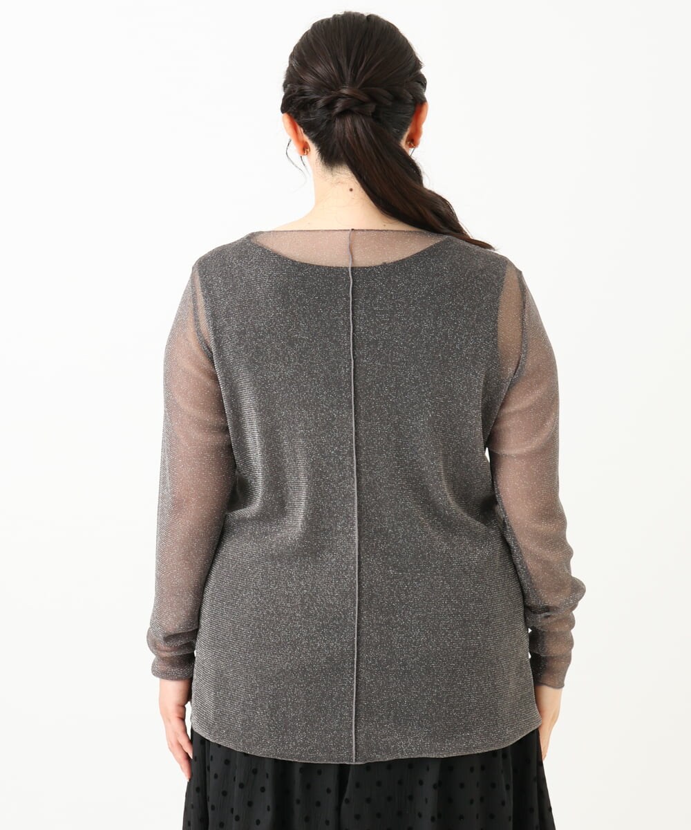 OLKLV19044 eur3(エウルキューブ) 【大きいサイズ】シアーラメカットソー ダークグレー(93)