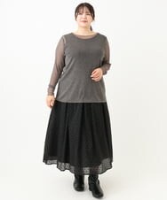 OLKLV19044 eur3(エウルキューブ) 【大きいサイズ】シアーラメカットソー ダークグレー(93)