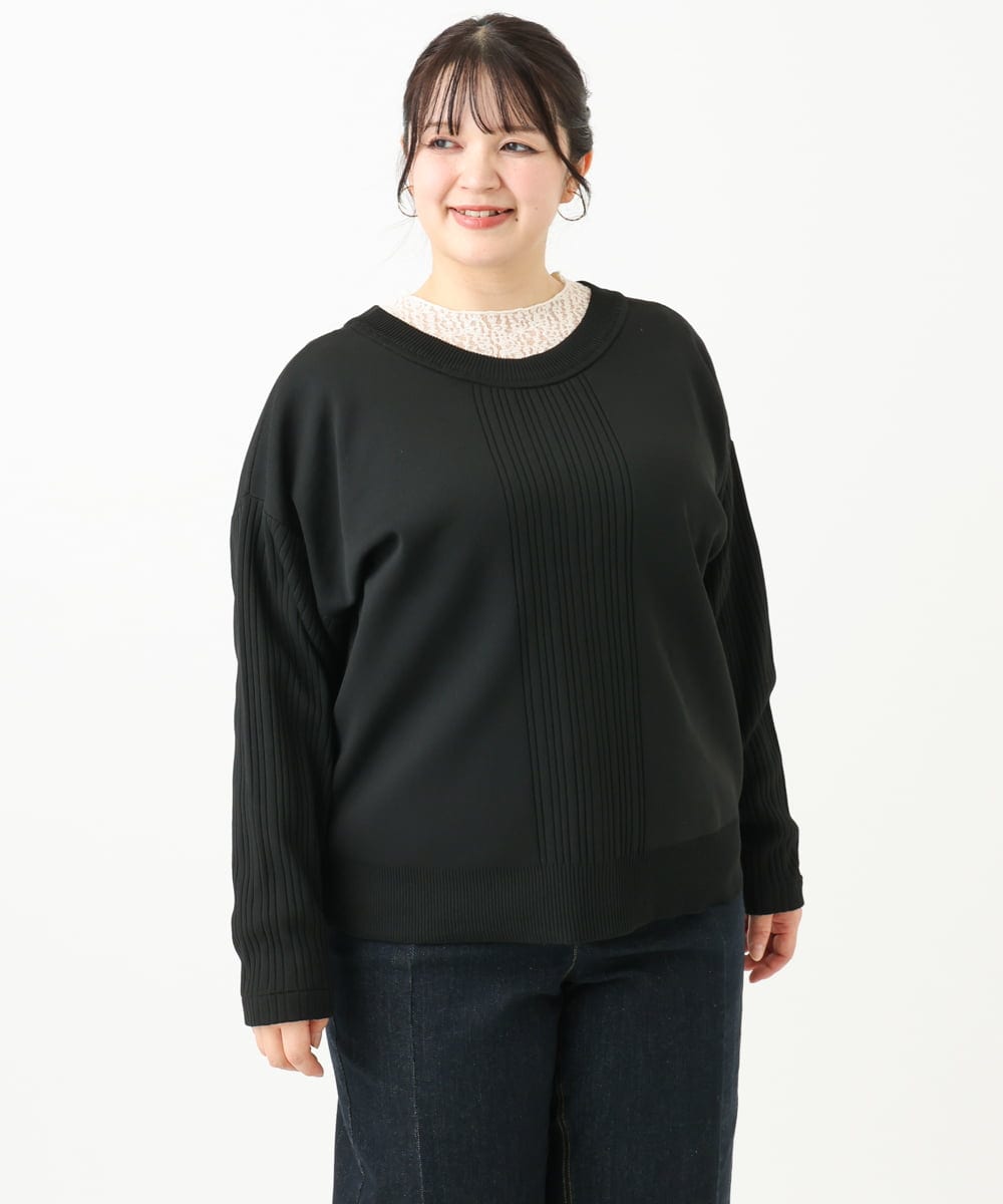 OLKLV21049 eur3(エウルキューブ) 【大きいサイズ】ストレッチレーストップス アイボリー(80)