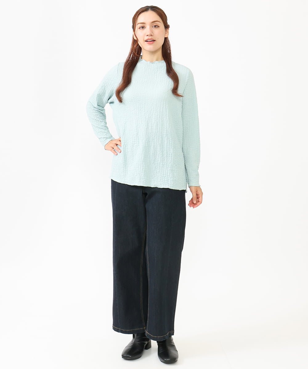 OLKLV24059 eur3(エウルキューブ) 【大きいサイズ】ぽこぽこカットソー ライトブルー(50)