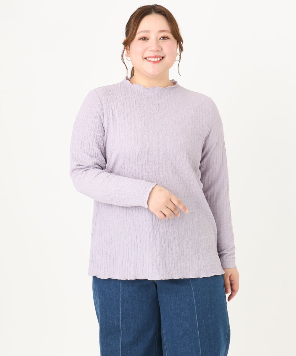 OLKLV24059 eur3(エウルキューブ) 【大きいサイズ】ぽこぽこカットソー ラベンダー(60)