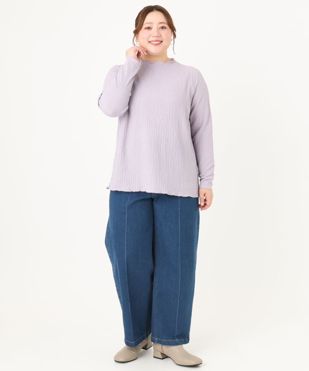 OLKLV24059 eur3(エウルキューブ) 【大きいサイズ】ぽこぽこカットソー ラベンダー(60)
