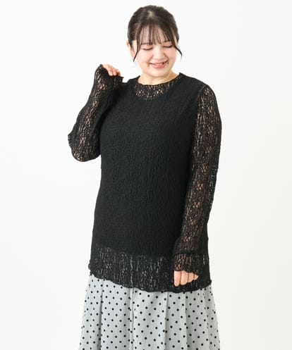 OLKLV40049 eur3 【大きいサイズ】ストレッチレーストップス