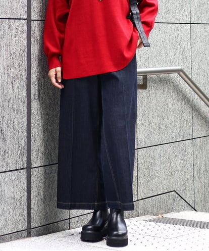 OLLAA08099  【大きいサイズ】ワイドデニムパンツ