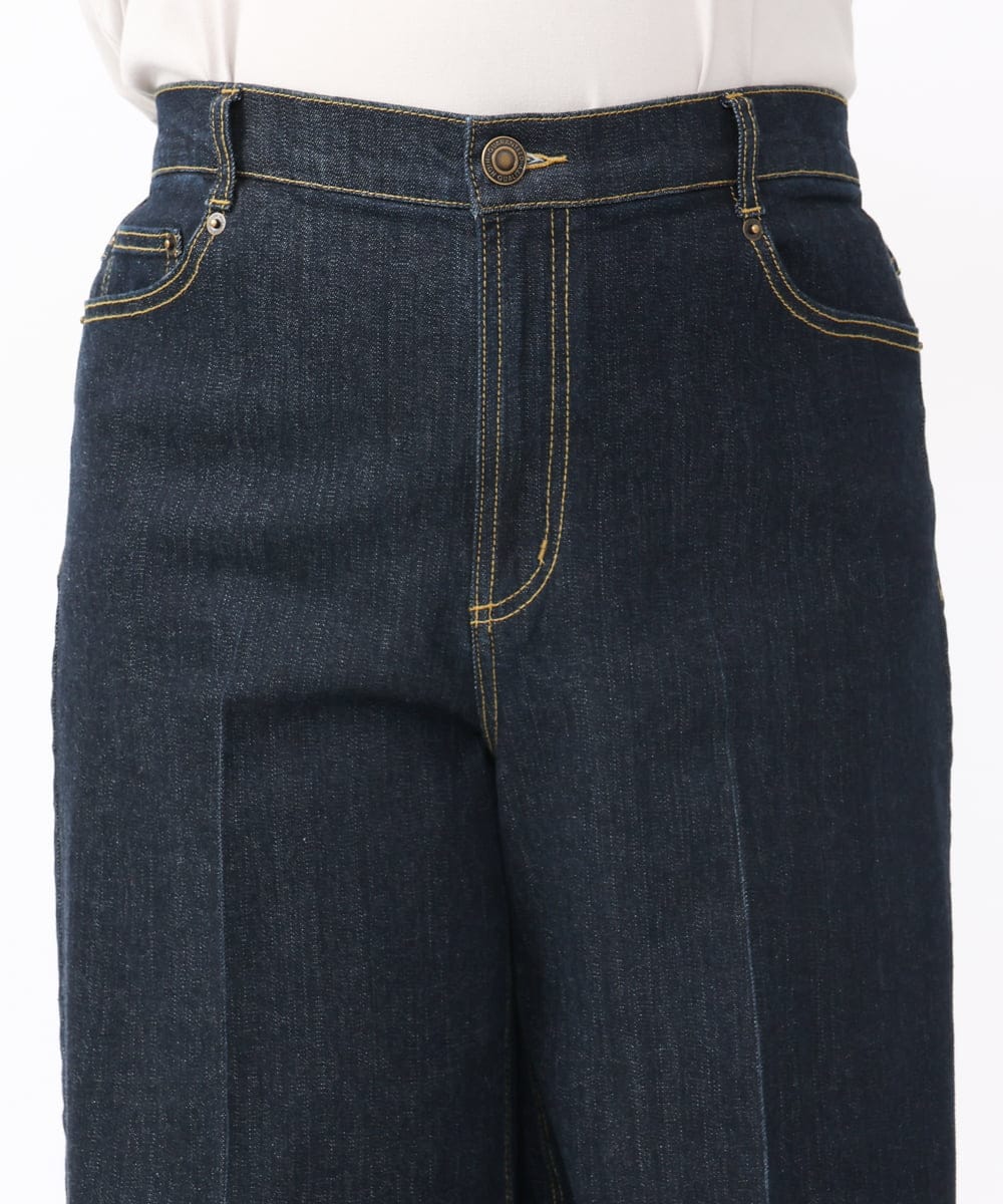 OLLAA08099 eur3(エウルキューブ) 【大きいサイズ】ワイドデニムパンツ ネイビー(57)
