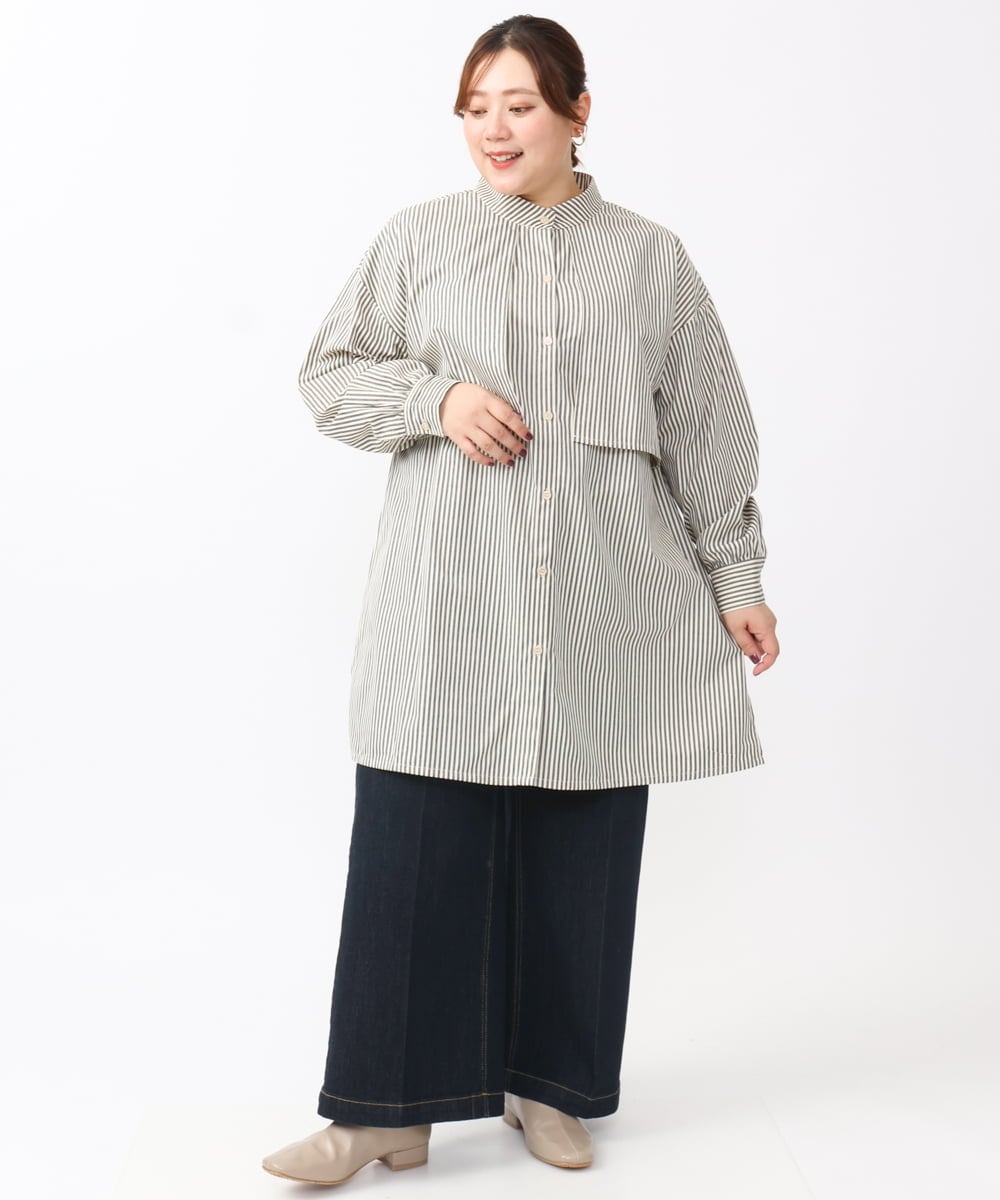 OLLAA08099 eur3(エウルキューブ) 【大きいサイズ】ワイドデニムパンツ ネイビー(57)