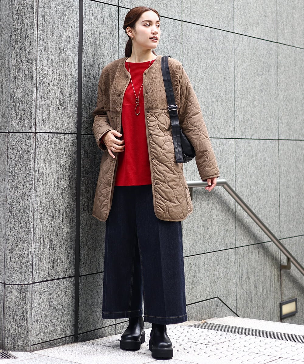 OLLAA08099 eur3(エウルキューブ) 【大きいサイズ】ワイドデニムパンツ ネイビー(57)