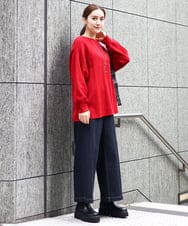 OLLAA08099 eur3(エウルキューブ) 【大きいサイズ】ワイドデニムパンツ ネイビー(57)