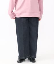 OLLAA08099 eur3(エウルキューブ) 【大きいサイズ】ワイドデニムパンツ ネイビー(57)