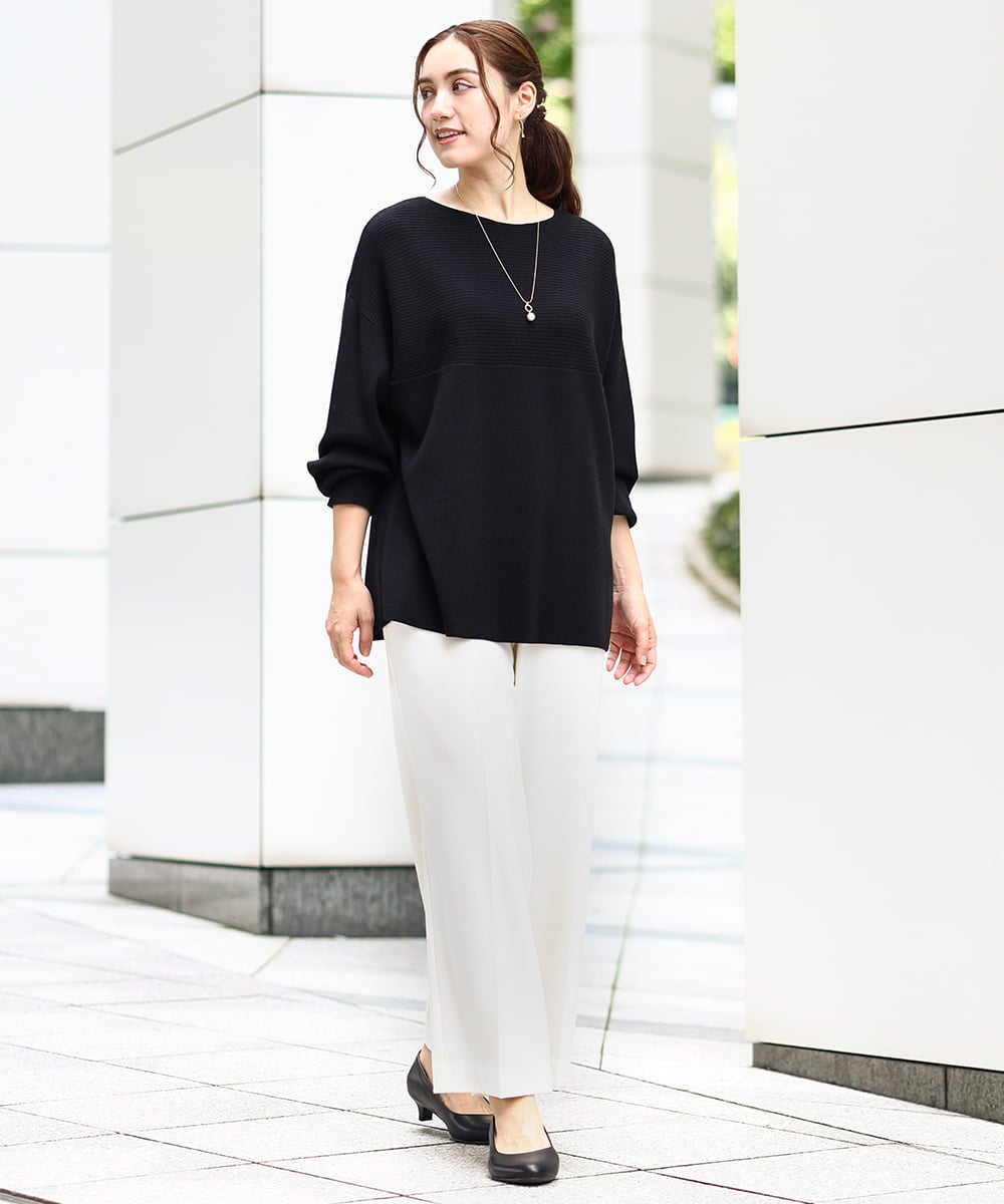 OLLAA15099 eur3(エウルキューブ) 【大きいサイズ】ロイヤルヒートワイドストレートパンツ ホワイト(90)