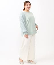 OLLAA15099 eur3(エウルキューブ) 【大きいサイズ】ロイヤルヒートワイドストレートパンツ ホワイト(90)