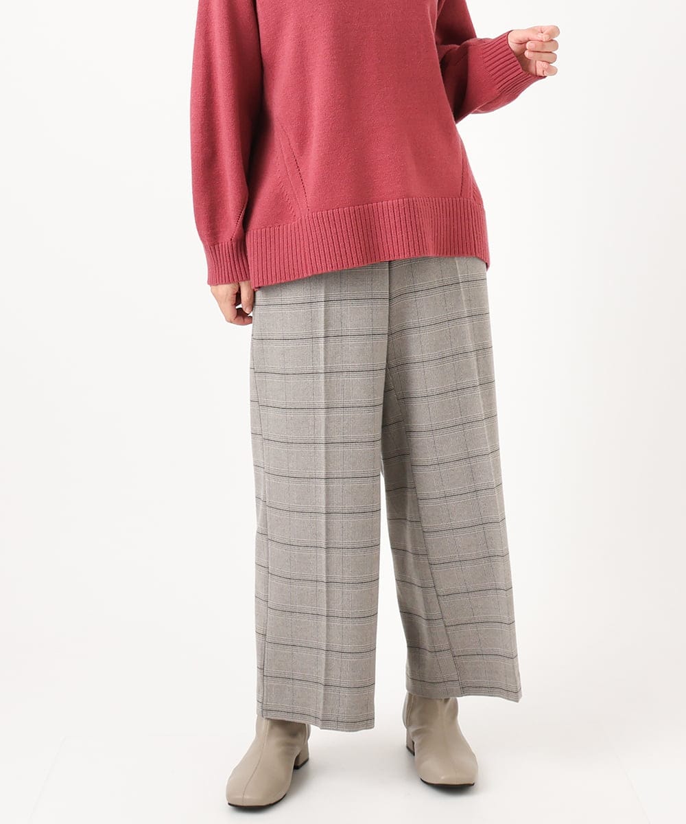 OLLAA15099 eur3(エウルキューブ) 【大きいサイズ】ロイヤルヒートワイドストレートパンツ ライトグレー(91)