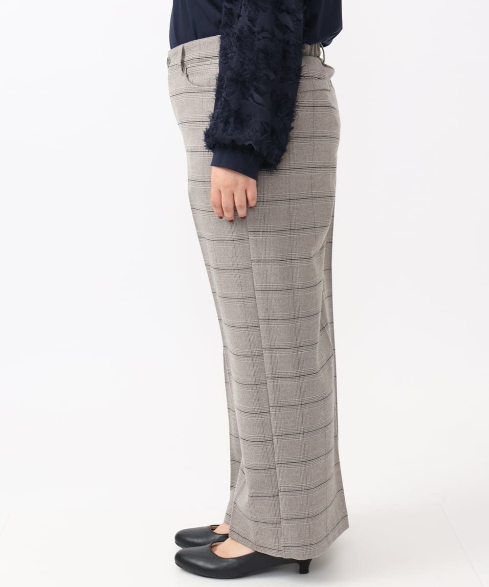 OLLAA15099 eur3(エウルキューブ) 【大きいサイズ】ロイヤルヒートワイドストレートパンツ ライトグレー(91)