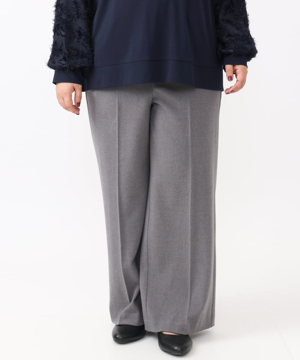 OLLAA15099 eur3(エウルキューブ) 【大きいサイズ】ロイヤルヒートワイドストレートパンツ グレー(92)