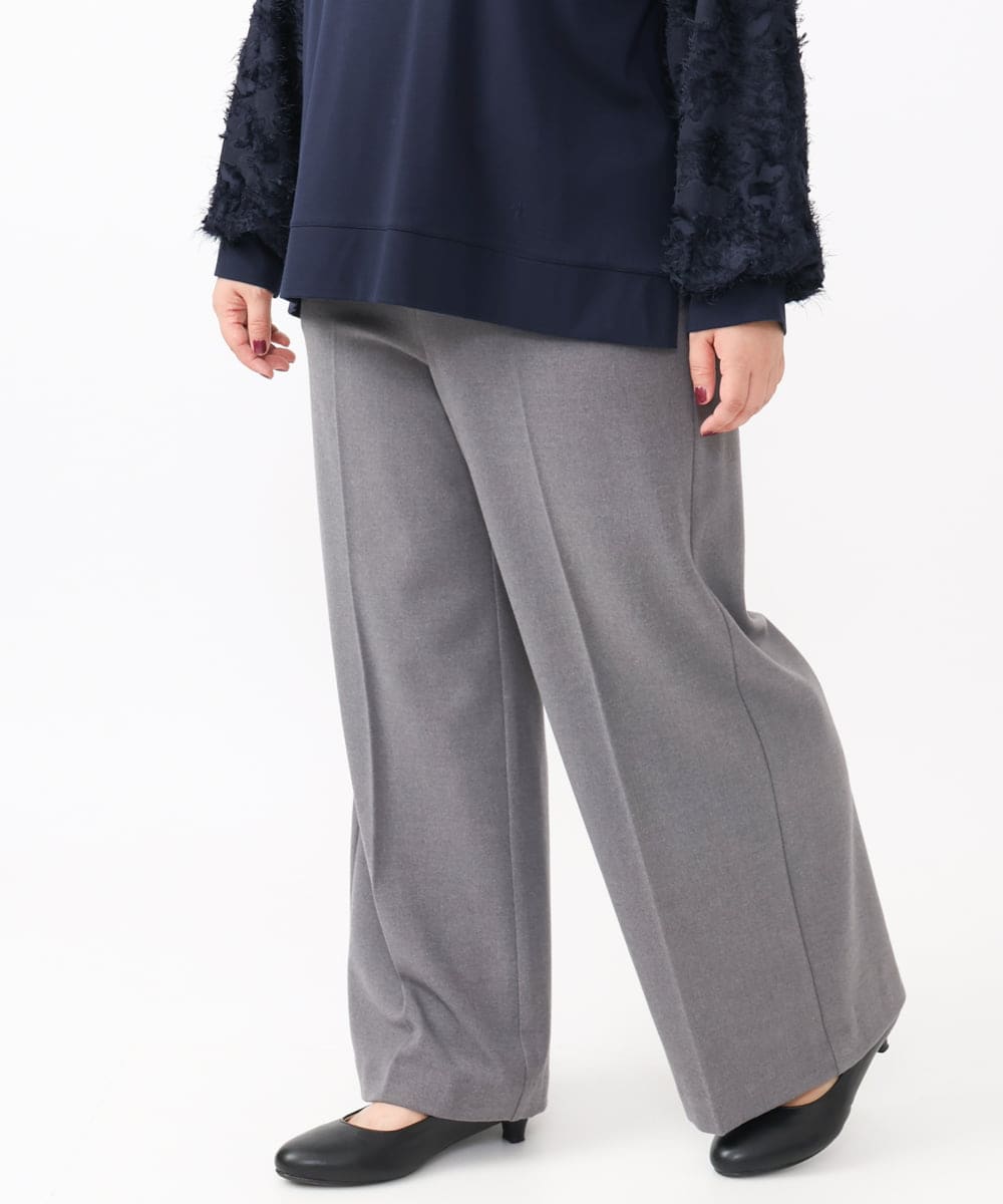 OLLAA15099 eur3(エウルキューブ) 【大きいサイズ】ロイヤルヒートワイドストレートパンツ グレー(92)