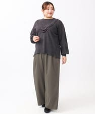 OLLAA26129 eur3(エウルキューブ) 【大きいサイズ】タックワイドパンツ カーキ(36)