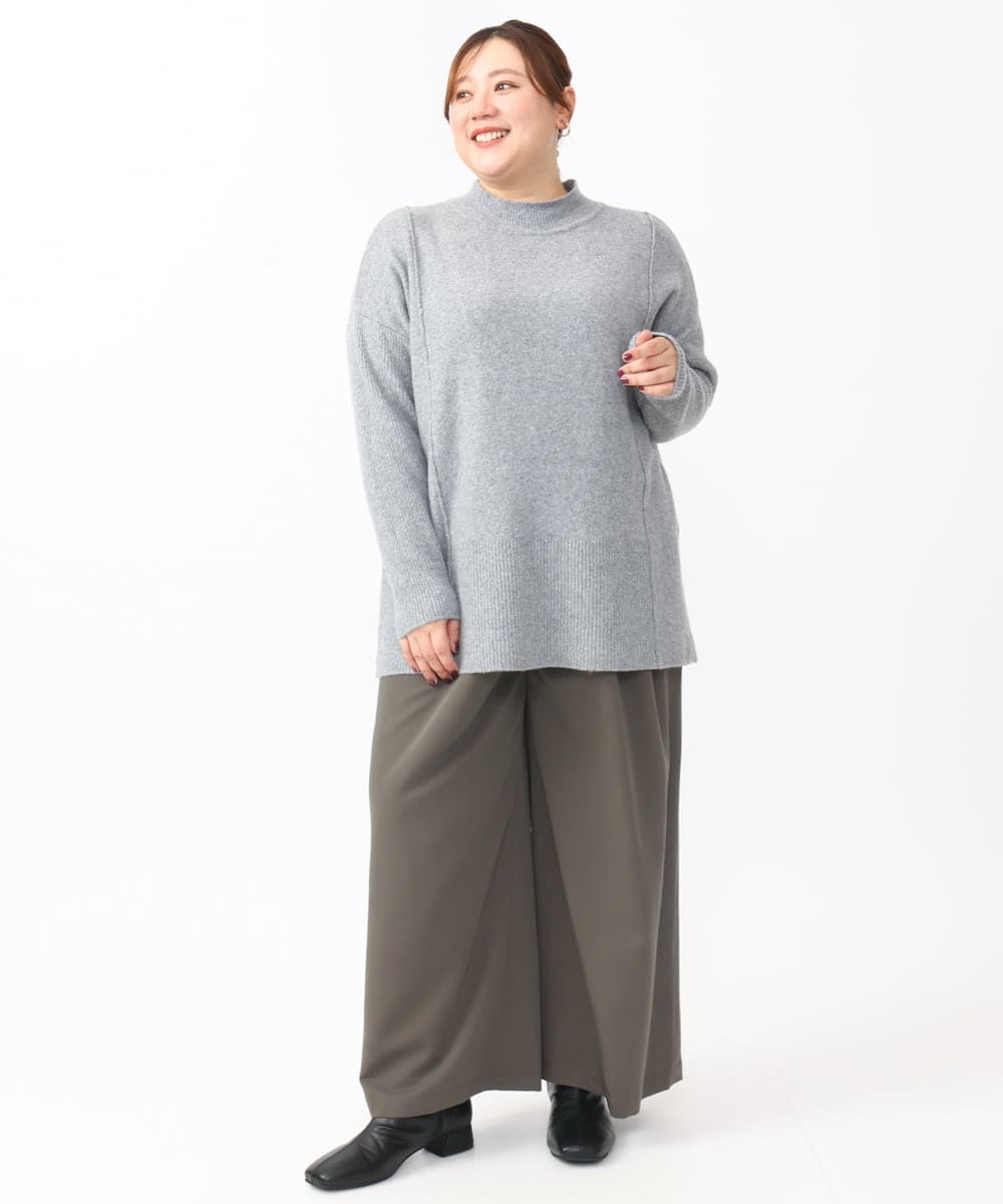 OLLAA26129 eur3(エウルキューブ) 【大きいサイズ】タックワイドパンツ カーキ(36)