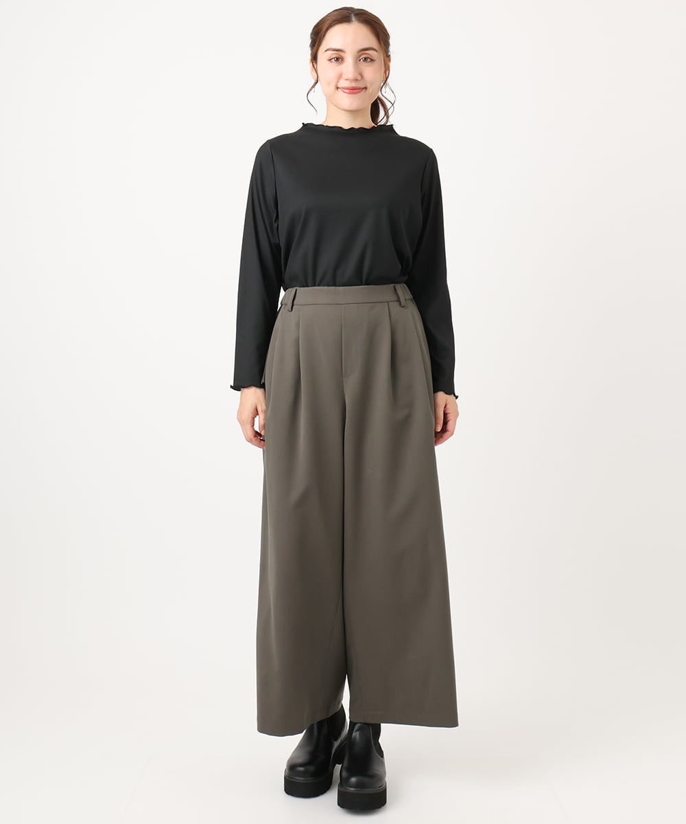 OLLAA26129 eur3(エウルキューブ) 【大きいサイズ】タックワイドパンツ カーキ(36)