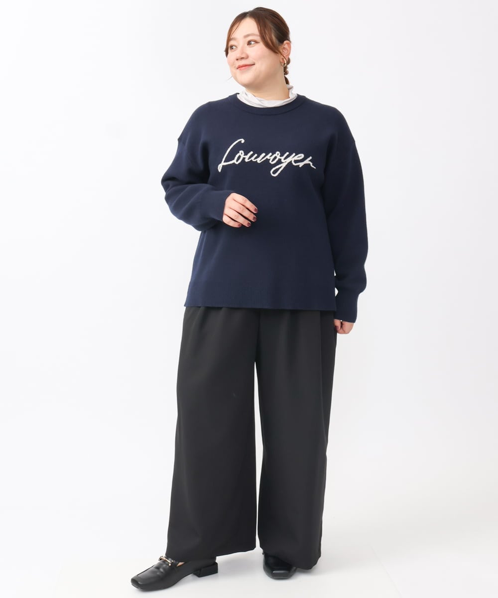 OLLAA26129 eur3(エウルキューブ) 【大きいサイズ】タックワイドパンツ ブラック(94)