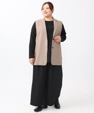 OLLAA26129 eur3(エウルキューブ) 【大きいサイズ】タックワイドパンツ ブラック(94)