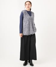 OLLAA26129 eur3(エウルキューブ) 【大きいサイズ】タックワイドパンツ ブラック(94)