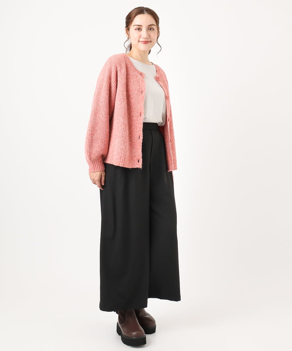 OLLAA26129 eur3(エウルキューブ) 【大きいサイズ】タックワイドパンツ ブラック(94)