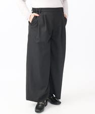 OLLAA26129 eur3(エウルキューブ) 【大きいサイズ】タックワイドパンツ ブラック(94)