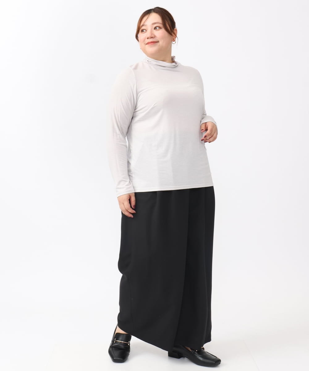 OLLAA26129 eur3(エウルキューブ) 【大きいサイズ】タックワイドパンツ ブラック(94)