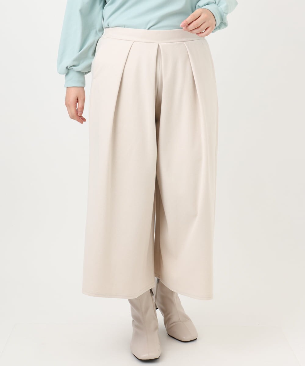 OLLAD06099 eur3(エウルキューブ) 【大きいサイズ】ウール調キュロットパンツ アイボリー(80)