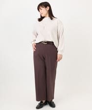 OLLAD11099 eur3(エウルキューブ) 【大きいサイズ】ロイヤルヒート裏起毛ワイドパンツ ダークブラウン(87)