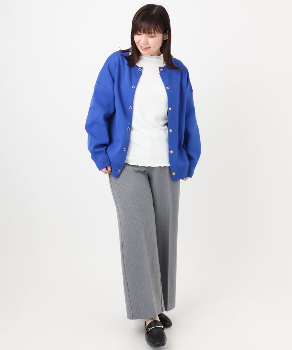OLLAD11099 eur3(エウルキューブ) 【大きいサイズ】ロイヤルヒート裏起毛ワイドパンツ ダークグレー(93)