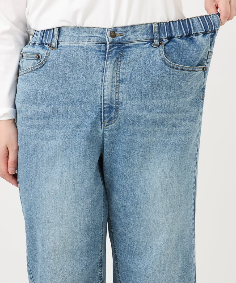 OLLAD24109 eur3(エウルキューブ) 【大きいサイズ】ストレートデニムパンツ ブルー(55)