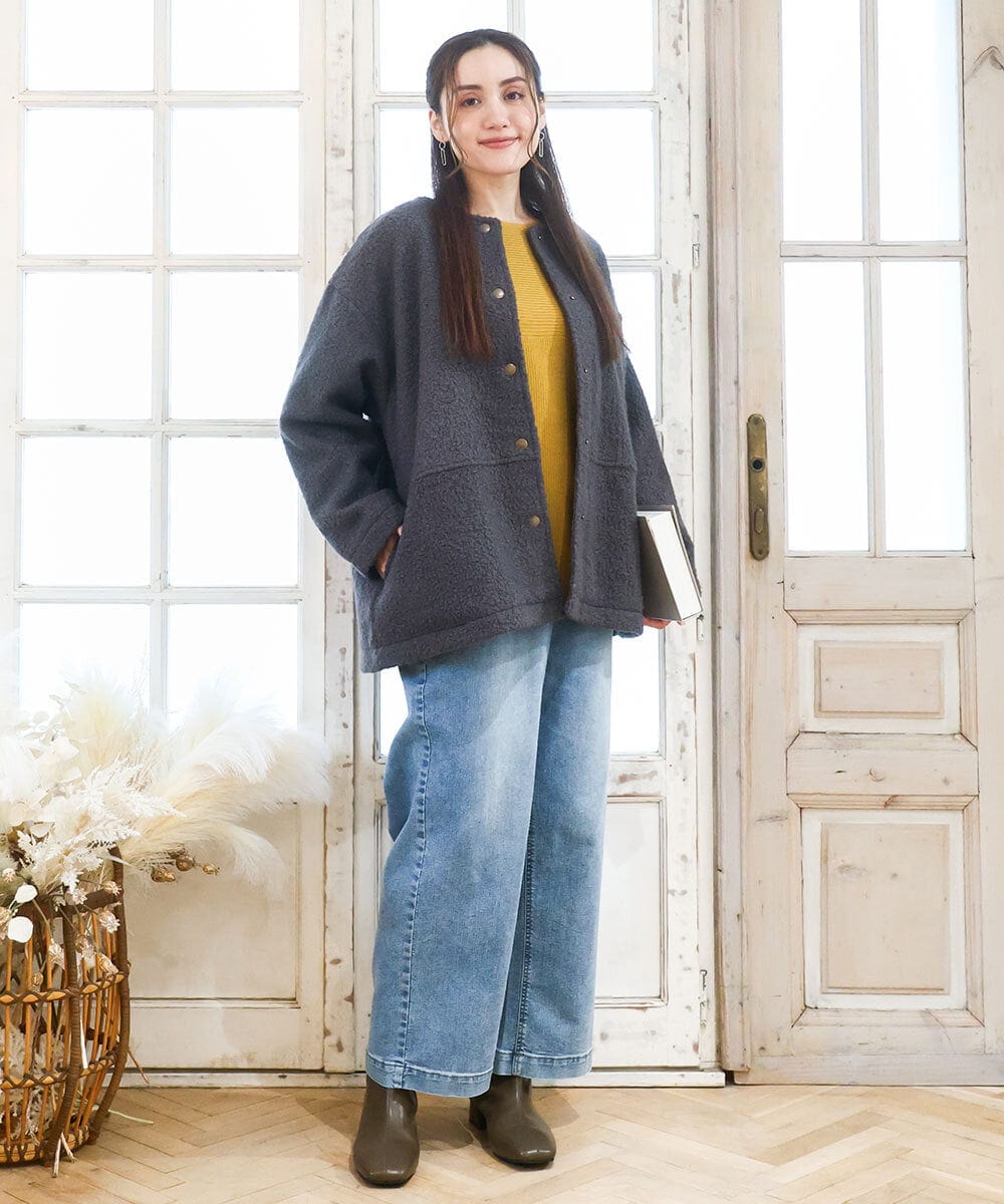 OLLAD24109 eur3(エウルキューブ) 【大きいサイズ】ストレートデニムパンツ ブルー(55)