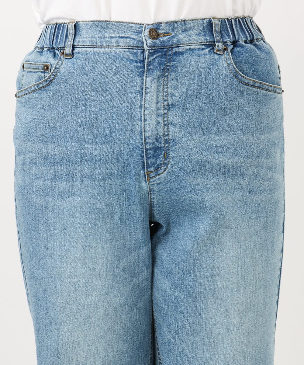 OLLAD24109 eur3(エウルキューブ) 【大きいサイズ】ストレートデニムパンツ ブルー(55)