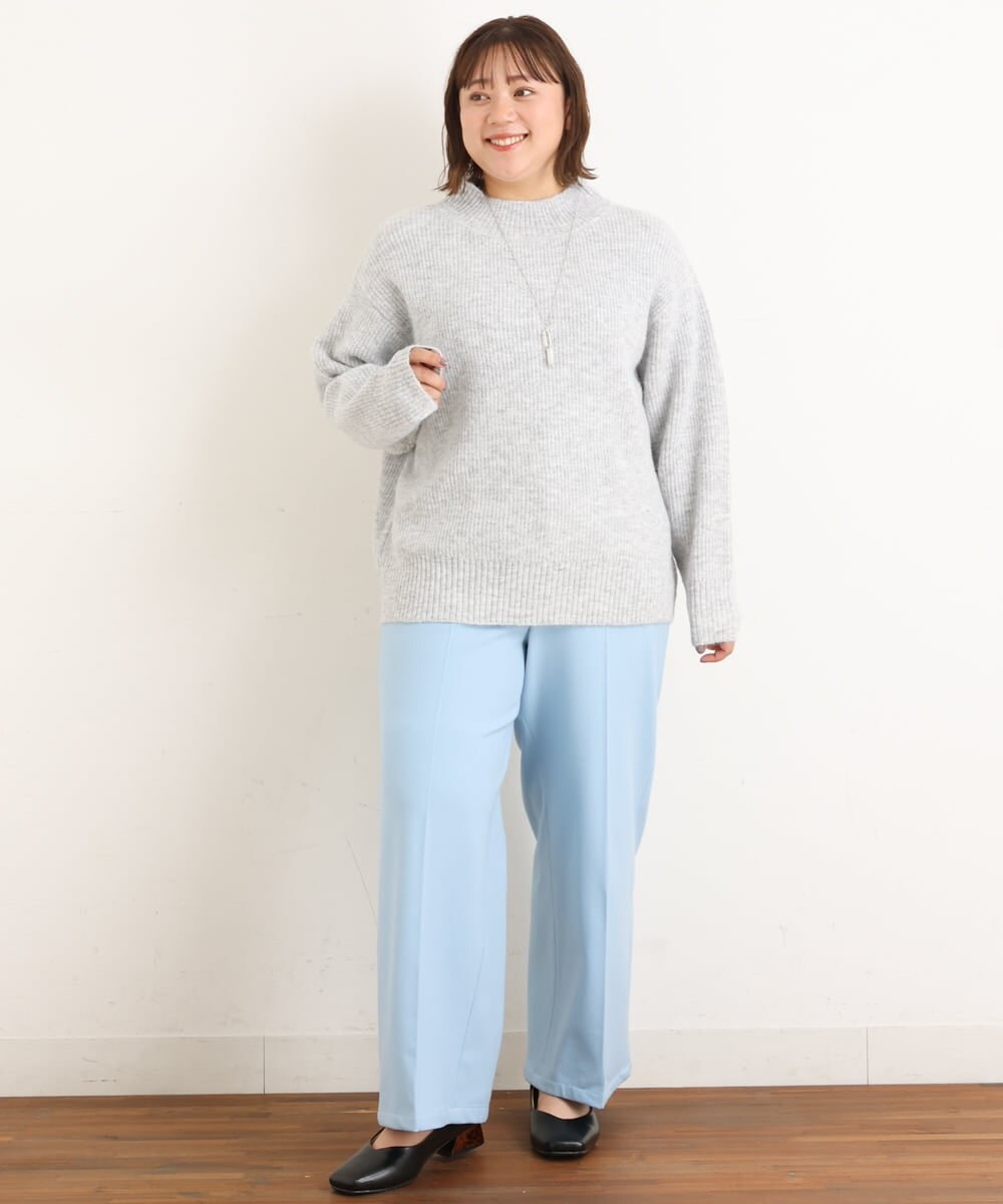 OLLAS03090 eur3(エウルキューブ) 【大きいサイズ】ロイヤルヒートワイドパンツ ライトブルー(50)